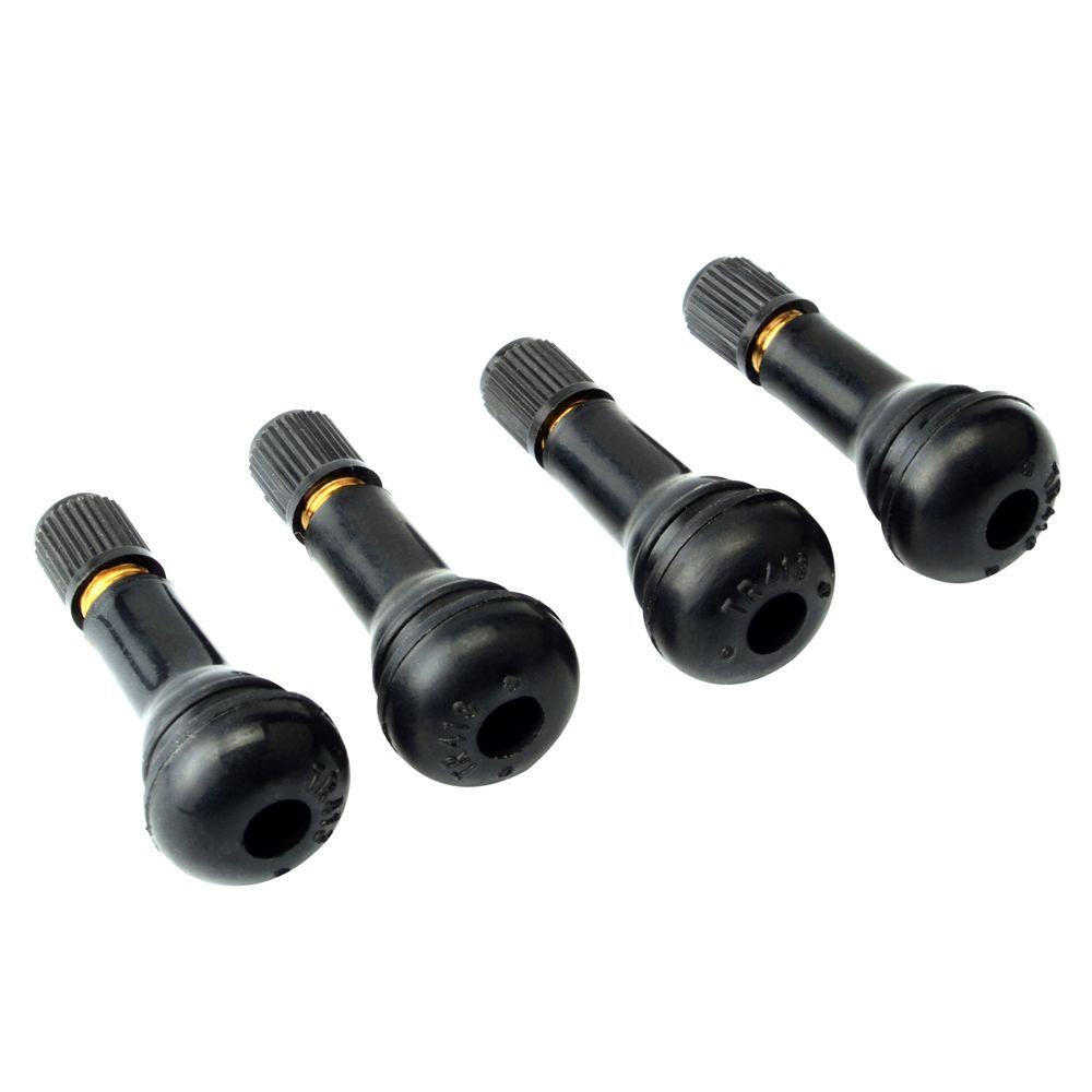 4 stk svart Snap-In Tubeless TR413 messinghette dekkventilstamme bildekk
