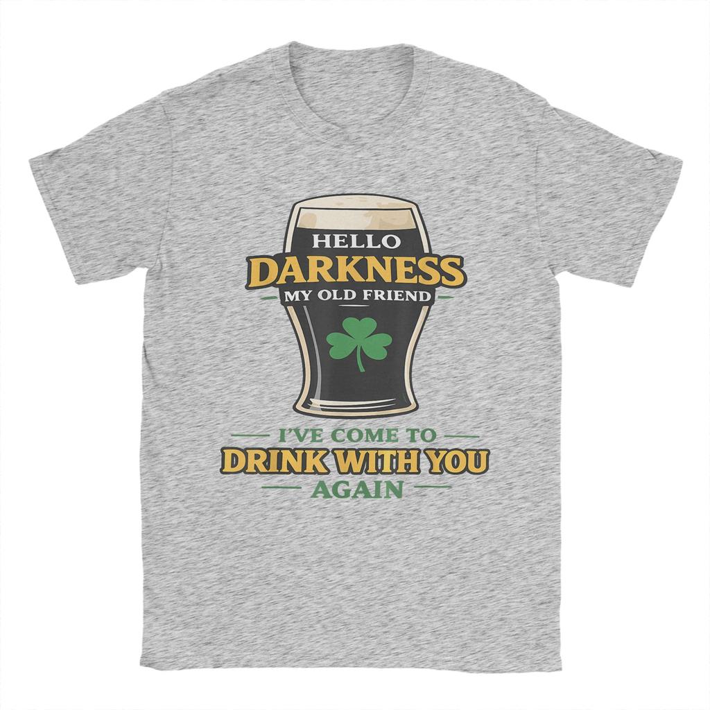Novelty Hello Darkness My Old Friend Happy St Patricks Day Shamrock TShirt Unisex Round Collar Cotton T Shirts Short Sleeve