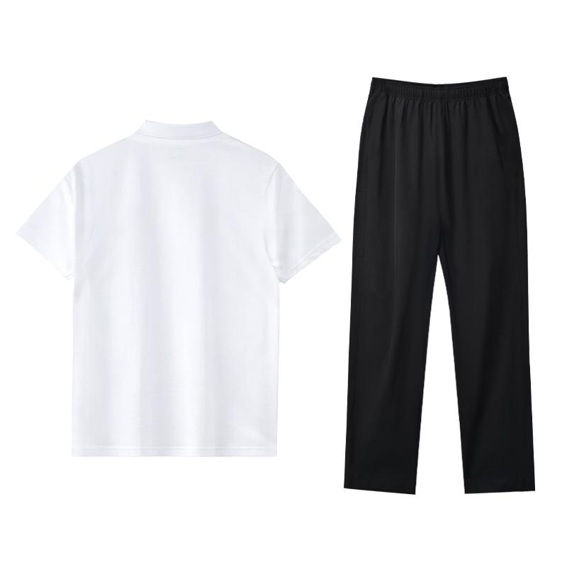 Li-Ning Breathable Printed Straight-Cut Short Sleeve Top Quick-Dry Long Pants Casual Sports Suit Men Suit YPLU073-1+AYKU703-1