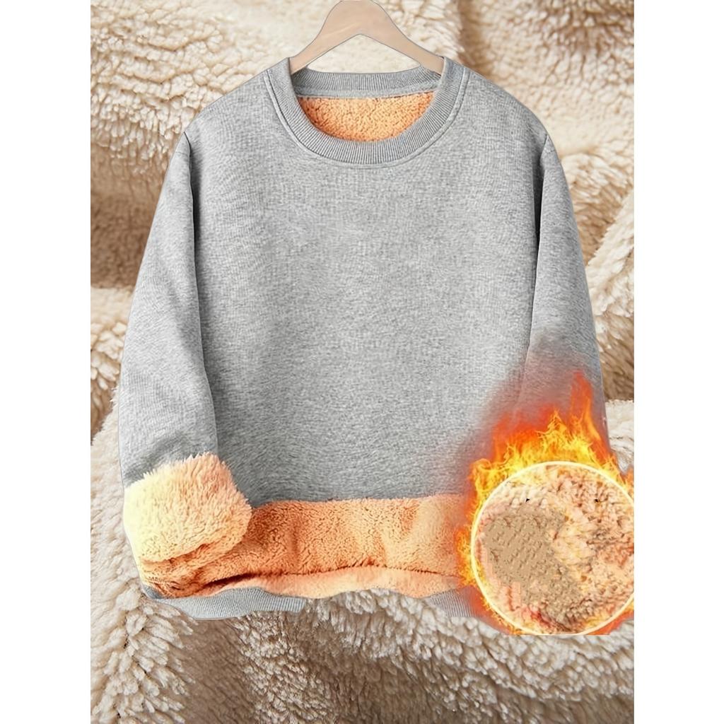 Tight Fitting Warm Clothing with Plush Insulation, Long Sleeves for Casual Sports, Autumn and Winter Tops for Outdoor Wear