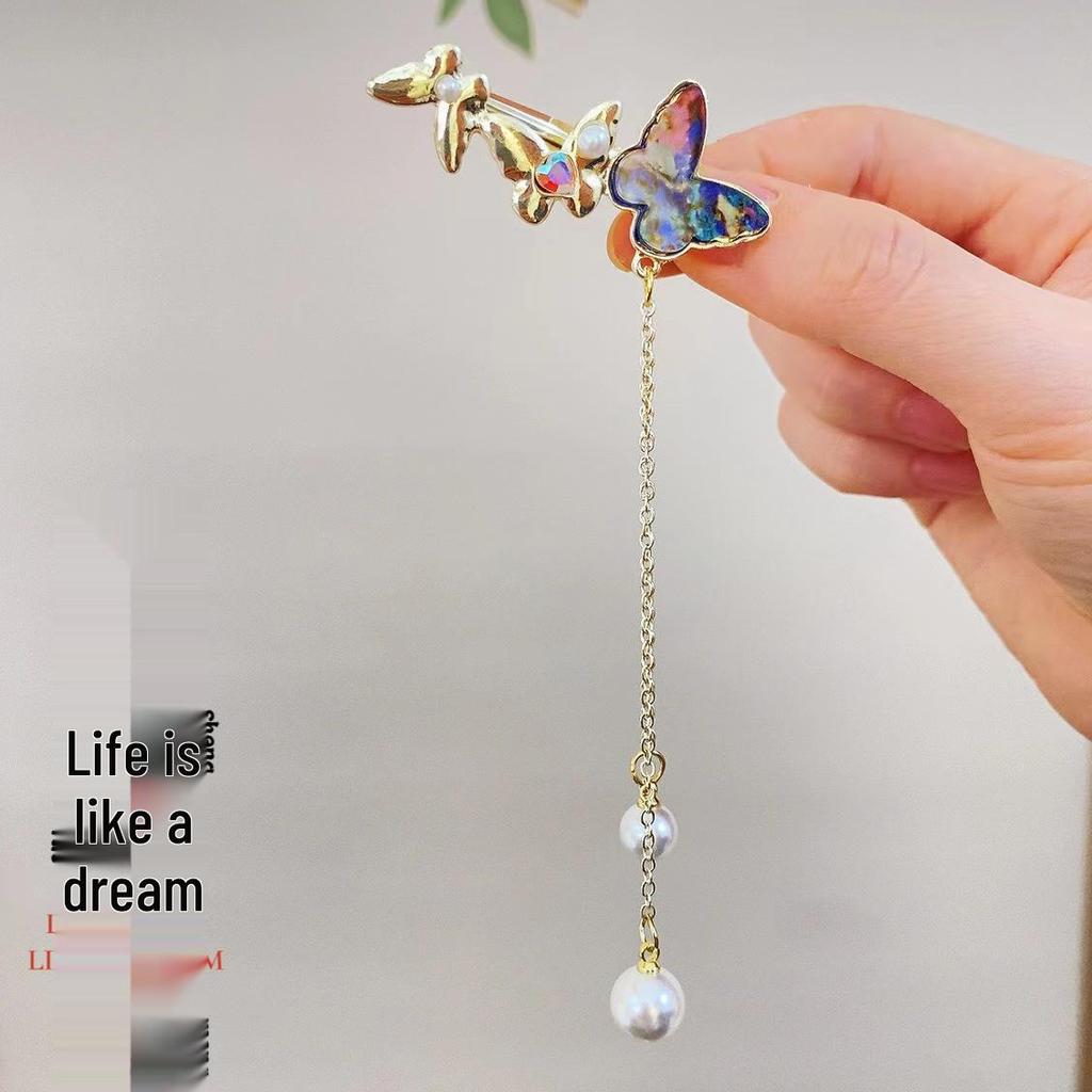 Elegant Hanfu Butterfly Hair Clip with Tassel Accent – Exquisite Chinese Style Side Hairpin