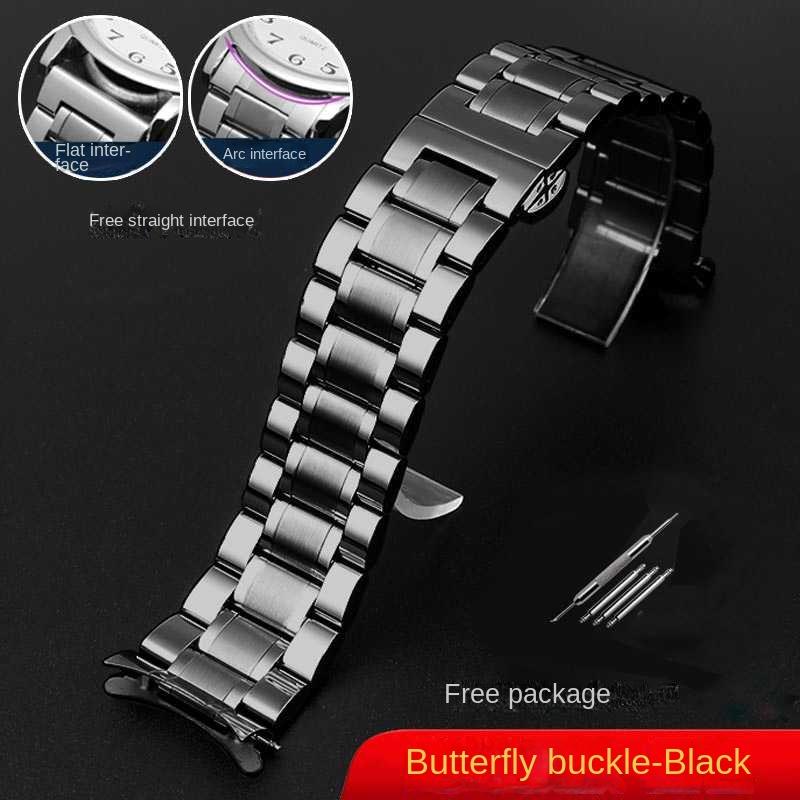 For Seiko Longines Timex Citizen Casio Curved End Stainless Steel Strap Men 20mm 22mm 24mm High Quality Metal Watchband Bracelet