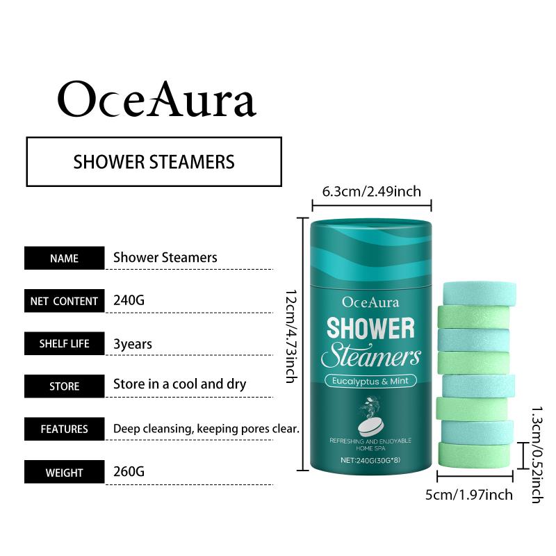 Oceaura Eucalyptus & Mint Scented Shower Steamers Gentle Skin Cleansing Aromatic Fragrance Boost Relaxing Bath Experience