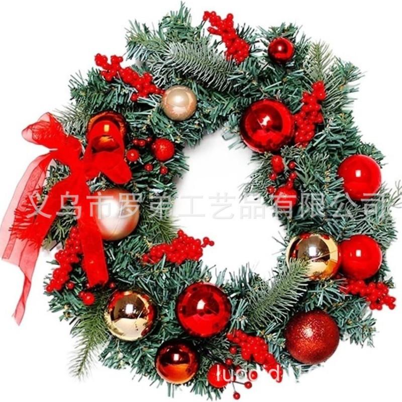 Christmas Decorations Set: LED String Lights Red Poinsettia Flowers Wreath Door Hanging Home Festive Interior