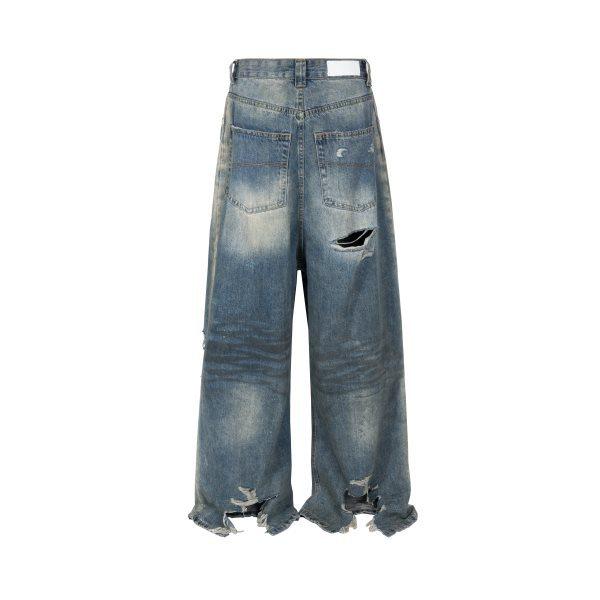 Roztřepená poškozená díra Pytlovité široké džíny pro muže a ženy Streetwear Neformální Ropa Hombre Džínové kalhoty Oversized Cargo Kalhoty
