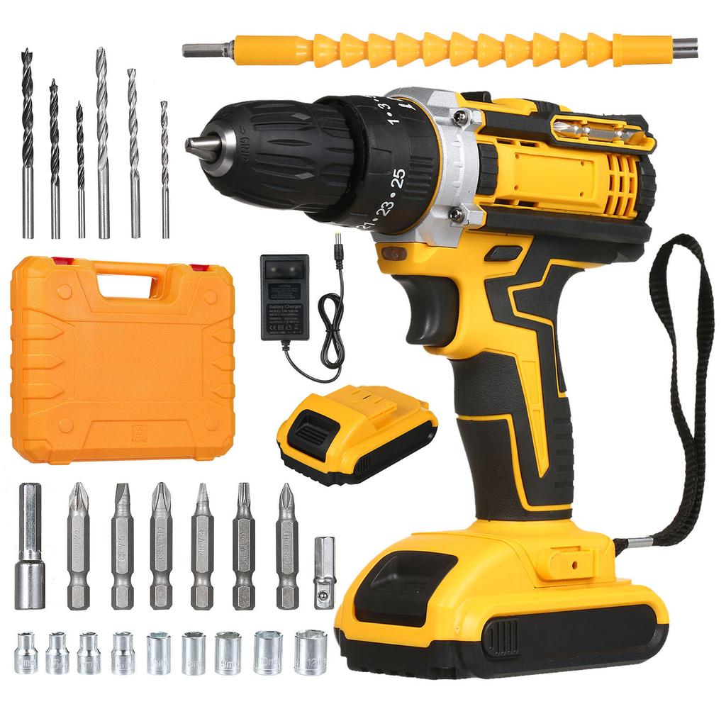 Cordless Drill Driver Kits with 2 Battery 21V Handheld Electric Drill with 38inch Keyless Chuck