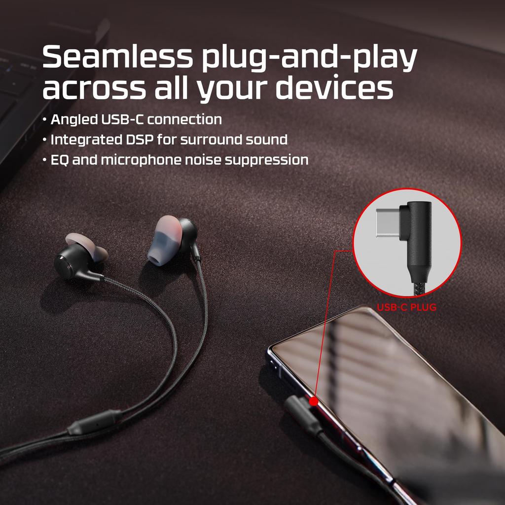 HyperX Cloud Earbuds III S Gaming Official Japanese Distributor Product Earphones, Wired, USB-C, Black, (BN7S1AA)