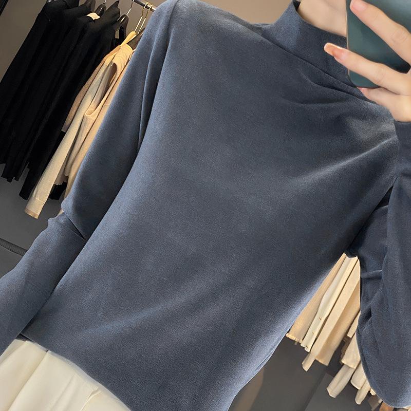 Fall and Winter Women's High Neck Slim Thin Long-sleeved Bottoming Shirt
