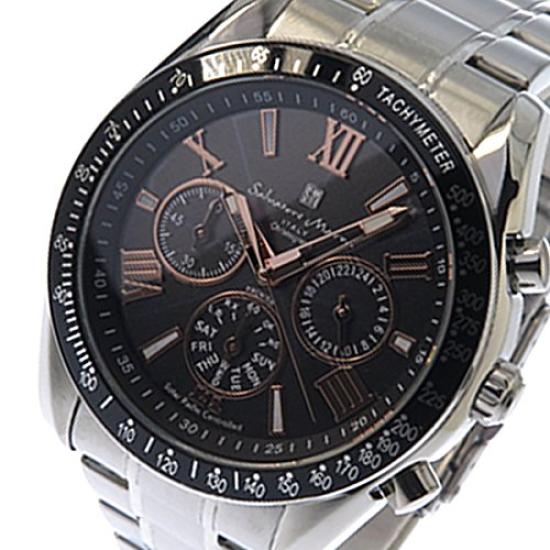 Salvatore Marra SM15116-SSBKPG Men's Radio-Controlled Solar Watch [Used]