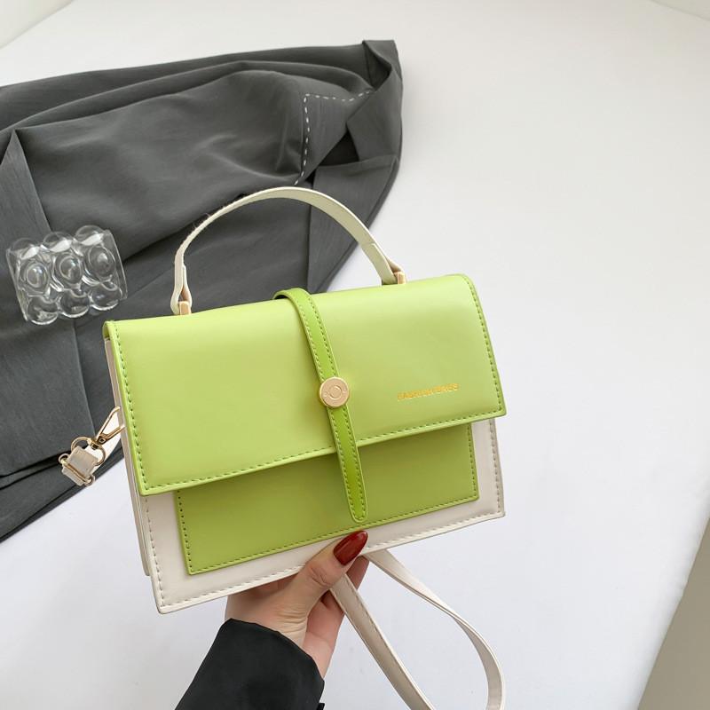 Chic Color Block Vintage Small Square Handbag For Women With Single Shoulder Strap