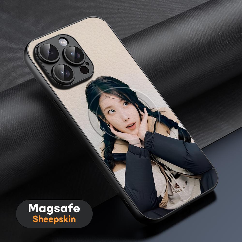 IU PopularStar Phone Case For iPhone 16 15 14 13 12 11 Plus Pro Max High-end Luxury Magsafe Sheepskin