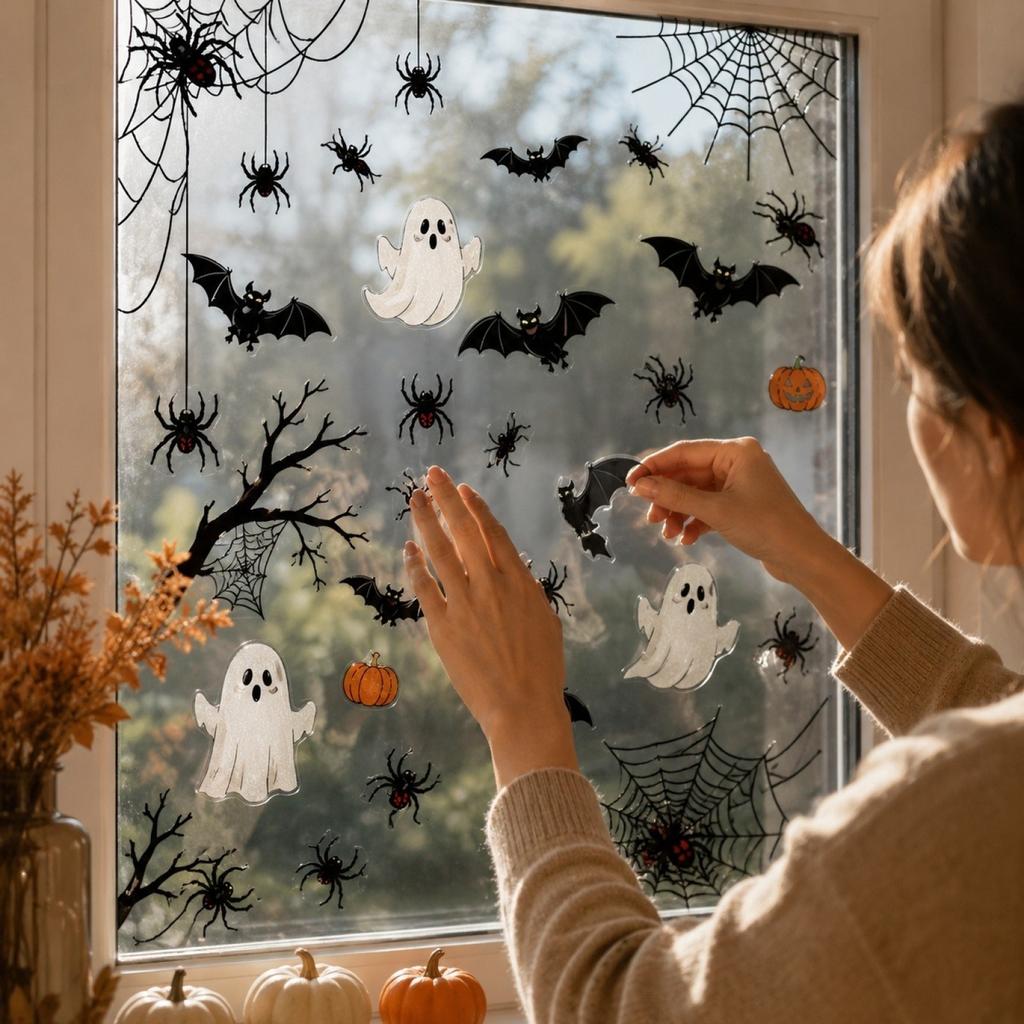 Halloween Static Cling Window Stickers Retro Decorations for Glass