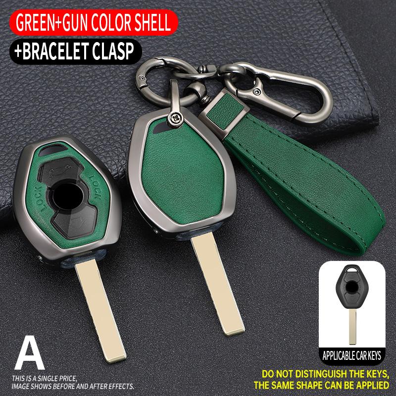 Zinc Alloy +Leather Car Key Case Cover for BMW 3 5 7 Series X5 E53 X3 F83 E46 E39 E38 E60 E63 E61 E64 330i Z3 Z4 E85 E86 M5 325i