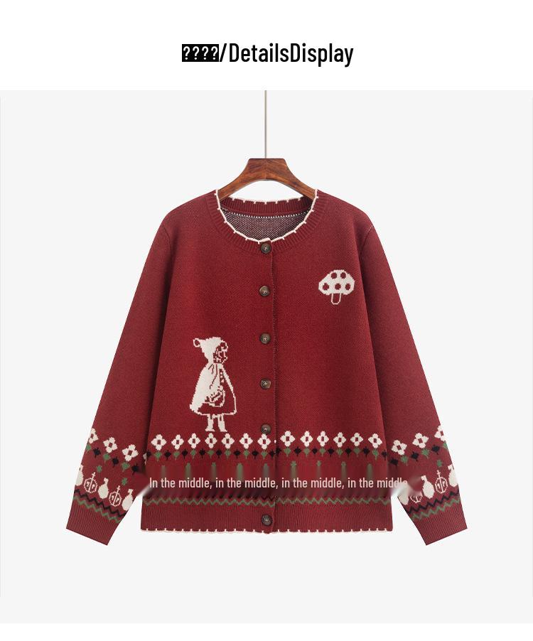 Plus Size Women's Retro Jacquard Sweater Coat, 2025 Winter Loose Knit Cardigan, Style 23538