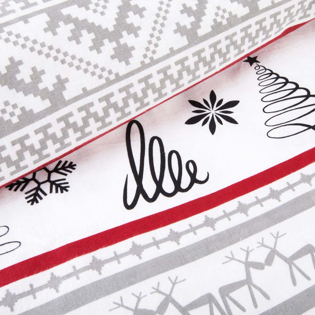 Christmas bedding 180x200 COTTON FLANNEL WITH FLUFF, Christmas trees, gray background