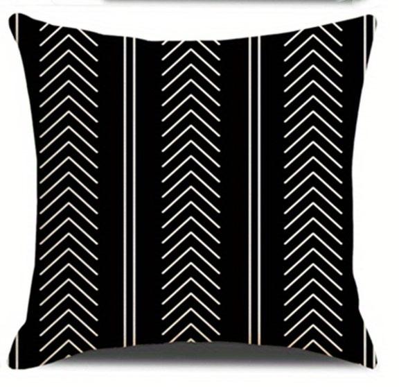 Black and White Geometric Patterned Pillowcase Suitable for Living Room and Bedroom Decoration Pillow Insert Not Included