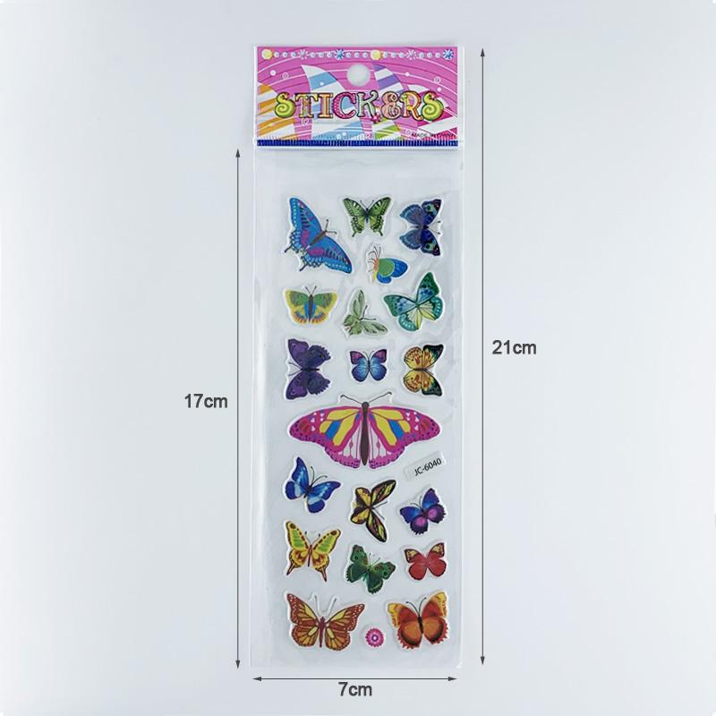 8 Sheets/Set Waterproof 3D Cartoon Butterfly Pattern Stickers Kids DIY Toy For Children Girls Room Decoration Kawaii Sticker