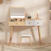 Dressing Table Sufficient Storage Capacity Strong Load-bearing High Stability Burr Free with Mirror Space-saving Smooth Edge Wide Desktop