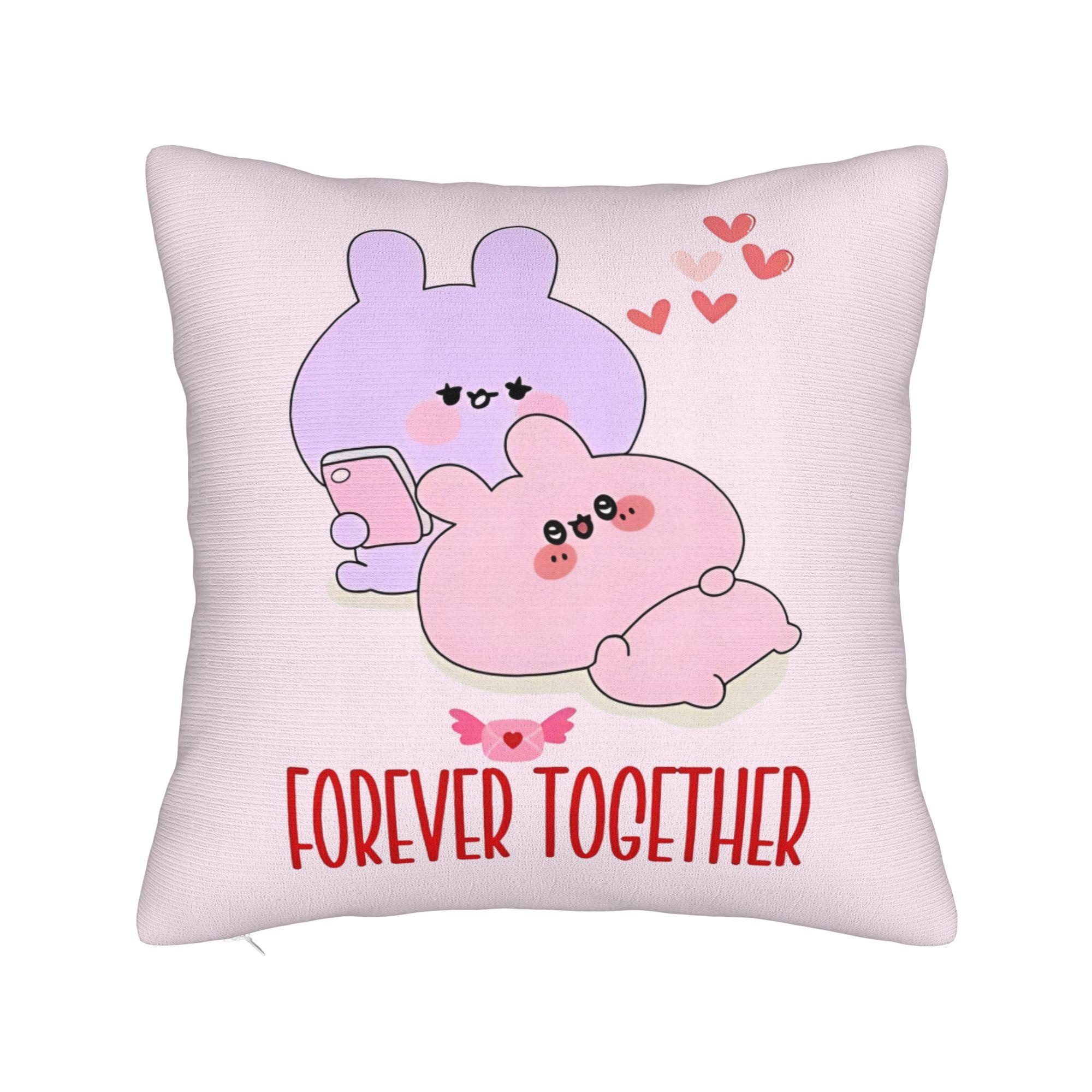 Asamimichaan Asleep Cartoon Pillowcase Polyester Cushion Cover Gift Asamimi Throw Pillow Case Cover Living Room Dropshipping 30x30cm 12x12in