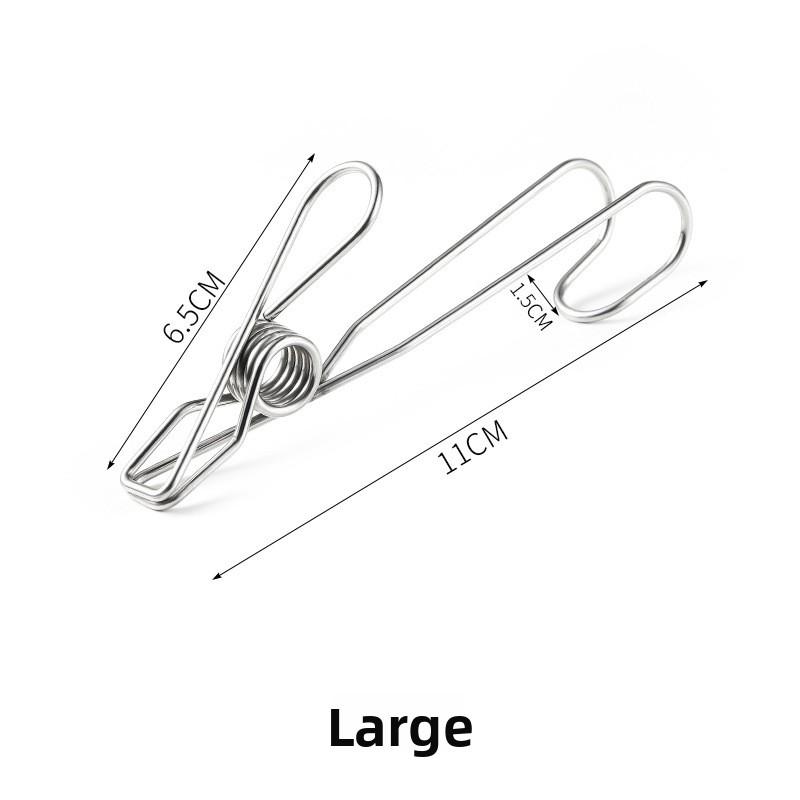 1PCS Multifunctional Stainless Steel Binder Clip Hook for Hanging Bathroom Fixed Clip Windproof Clothes Drying Rack Clothespin with Hook