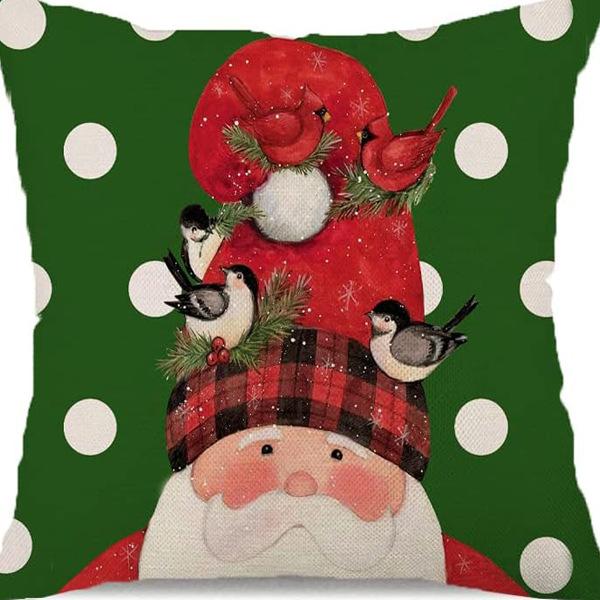 Christmas Pillowcase Linen Print Elk Snowman Home Decoration Sofa Cushion Cover