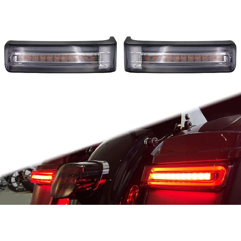 

Motorcycle LED Saddlebag Light Tail Running Brake Turn Signal Lamp Fit for Harley Touring Street Electra Glide Road Glide King Ultra Limited CVO Black Housing Smoke Lens