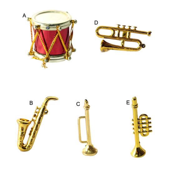 Mini Musikinstrument Simulationsszene Zubehör Kunststoff Trommel Musikröhre Saxophon Modell Spielzeug für Puppenhaus