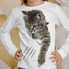 Children's Clothing Girl T-Shirts Long Sleeve Child T Shirt Cartoon Round Neck Cat Print Casual Kids Summer Clothes Girl Top Tee