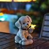 Solar Powered Animal Ornaments Creative Courtyard Balcony Garden Puppy Resin Decorative Garden Statue Ornaments