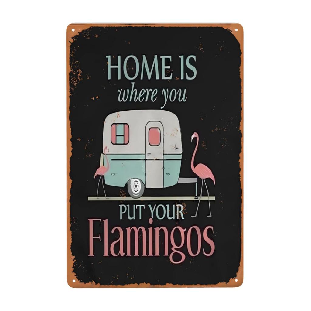 pc Flamingo Metal Sign Surround Yourself With Those Who Make You Happy Tin Sign for Home Living Room Bathroom Decor xinc
