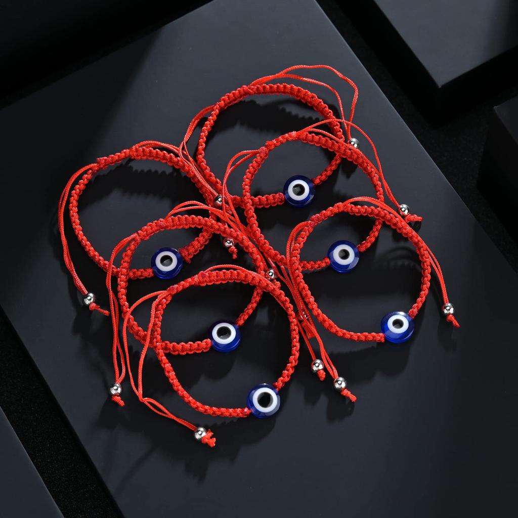 12Pcs/Set Handmade Turkish Lucky Evil Eye Bracelets For Women Men Blue Eyes Braided Red Rope Lucky Bracelet Friendship Jewelry
