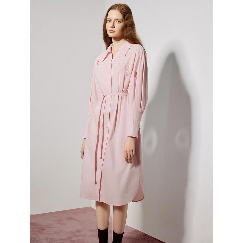 

ELLE Hollow Heart Tie-Waist Shirt Dress M