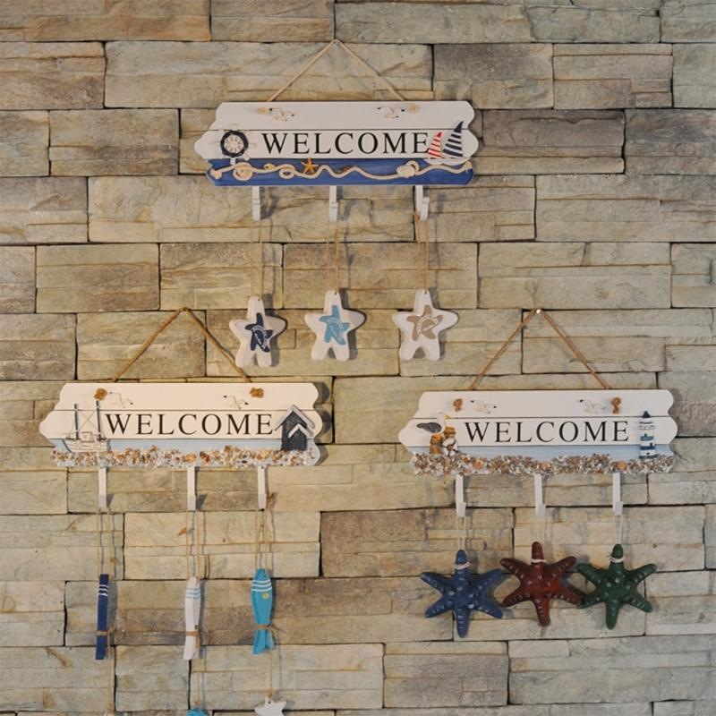Farmhouse Entryway Wall Hook Rack Wooden Welcome Hook Rack For Coats Key Hat Bathroom Storage Organizers
