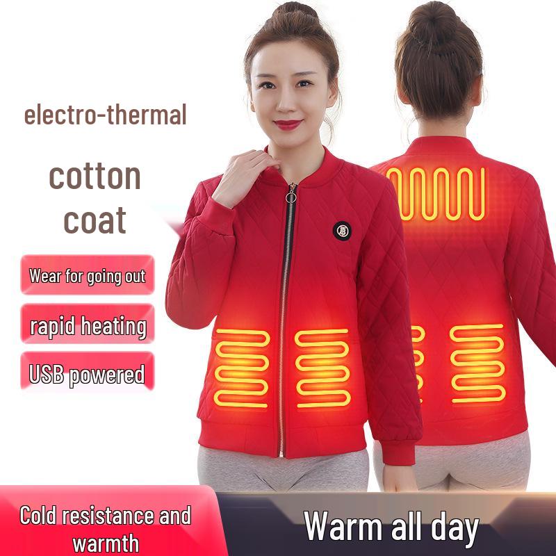 Smart Heated Cotton Jacket with Carbon Fiber for Winter Travel Protection
