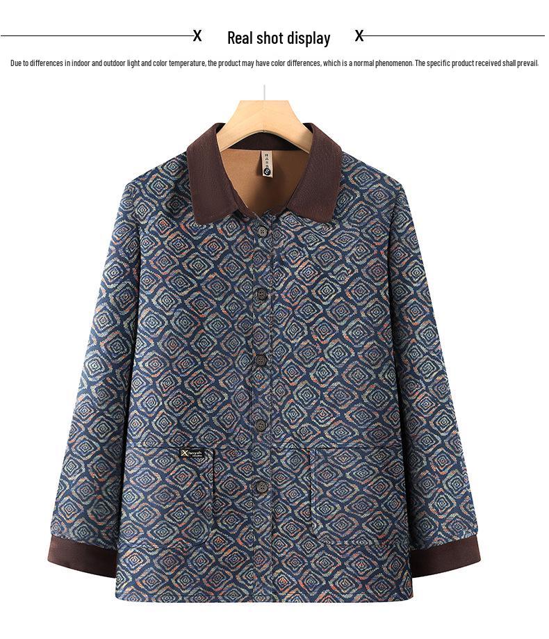 Dámská podzimní bunda plus size - styl babičky, pro střední věk a seniorky, zakrývající břicho