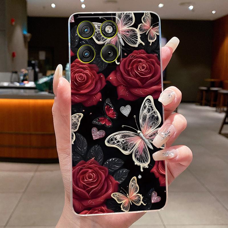 Case For Motorola Edge 70 5G Casing XT2601-2 XT2603-2 Fashion Butterfly Flower Transparent Cover For Motorola Edge 70 Phone Case