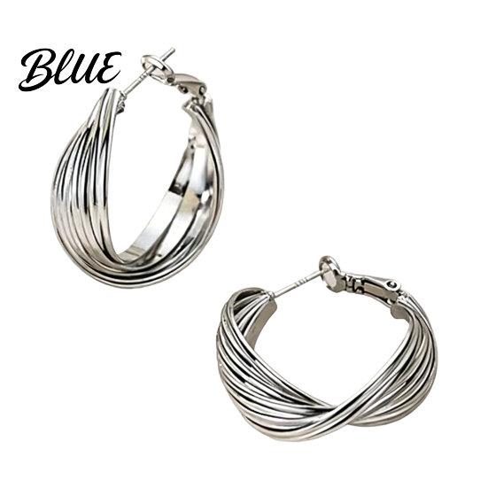 Minimalist Geometric Jewelry 1 Pair Twisted Hoop Earrings for Women