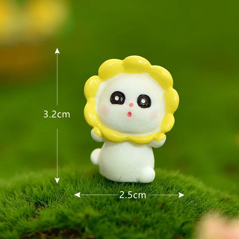 Sunflower Kitten Cute Cats Mini DIY Desktop Accessories Cartoon Small Animal Resin Crafts Succulent Bonsai Decoration 2025 New