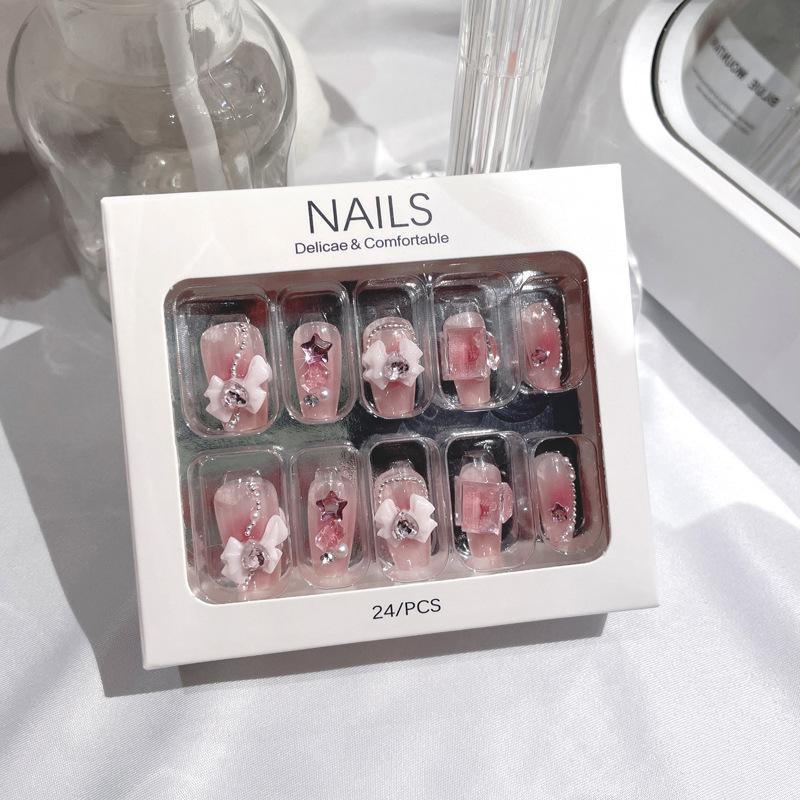 Cute girl bow wearing nail nail patch nail sticker fake nail wearing nail sticker U4