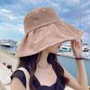 Big edge bucket hat women's summer sweet tie pearl lace flower UV anti-UV sunshade basin hat