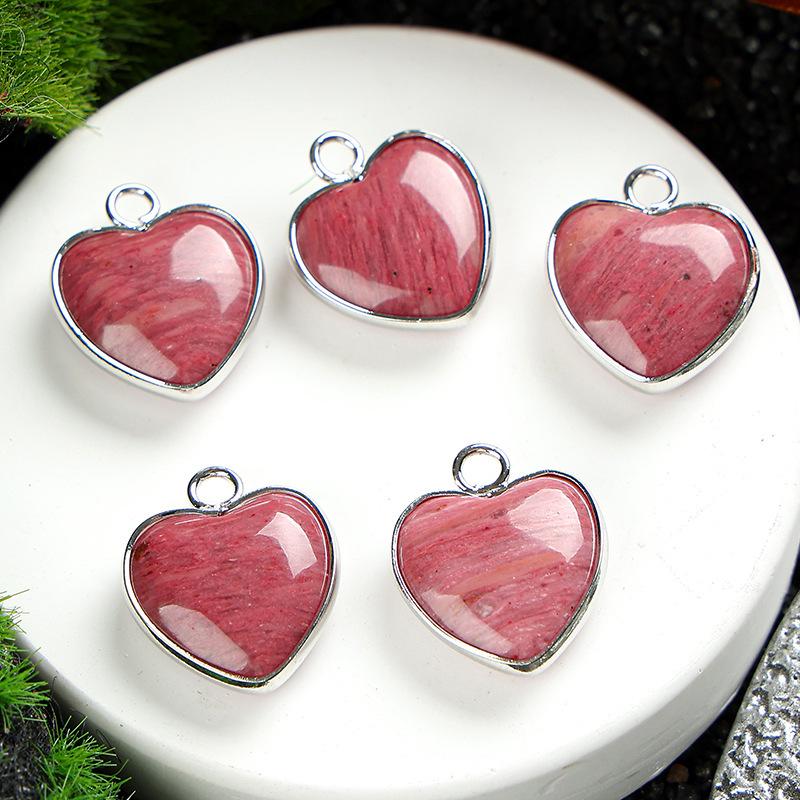 Heart-Shaped 15x19mm Natural Amethyst Agate Jade Bezel Pendant for DIY Jewelry Making