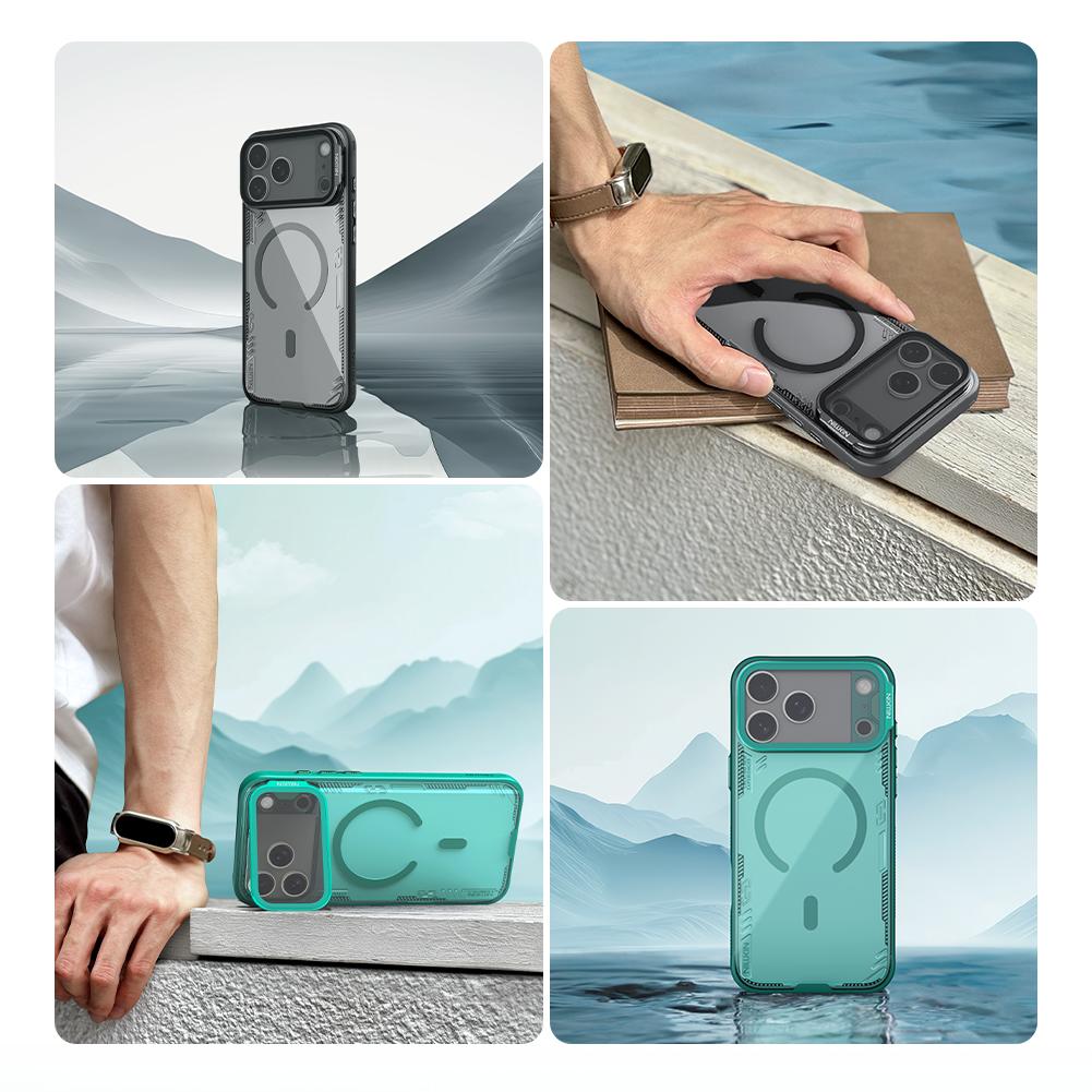 NILLKIN For iPhone 17 Pro Max Phone Cases UV Resistant TPU+PC Hard Back Cover New Metal Camera Stadn Magnetic Case