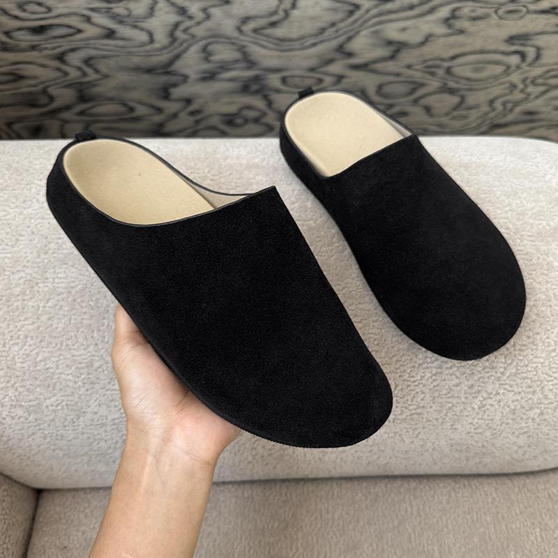 Wildleder Halbschuhe für Herren Mules Große Größe Semi-Drag Loafer Hausschuhe Offene Rückseite Freizeitschuhe Slides Sandalen Slip-On Flache Schuhe