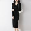 Dame Genser Kjole 100 % Ull MODERN NEW SAGA V-hals Strikk Lang Pullover Vintergensere Ull Lang Kjole Dame