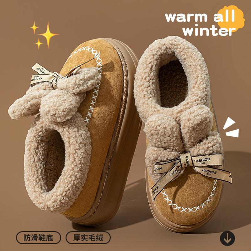 

Хлопковые тапочки на высоком каблуке и толстой подошве женские осенне-зимние милые мультяшные плюшевые тапочки зимние с заячьими ушками теплые и нескользящие 40-41 Fits (39-40)