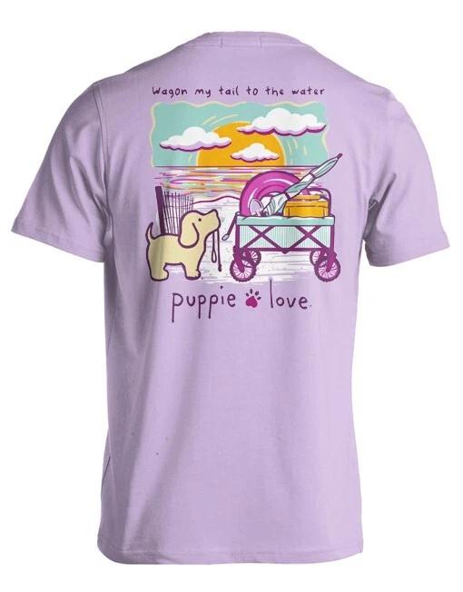 New PUPPIE LOVE WAGON my TAIL to the WATER PUP T-Shirt M