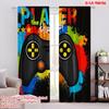 2pcs,2D Plane Printing Window Curtain Gamers Palette 100% Polyester (without Rod) Holiday Use for Bedroom, Living Room, Office