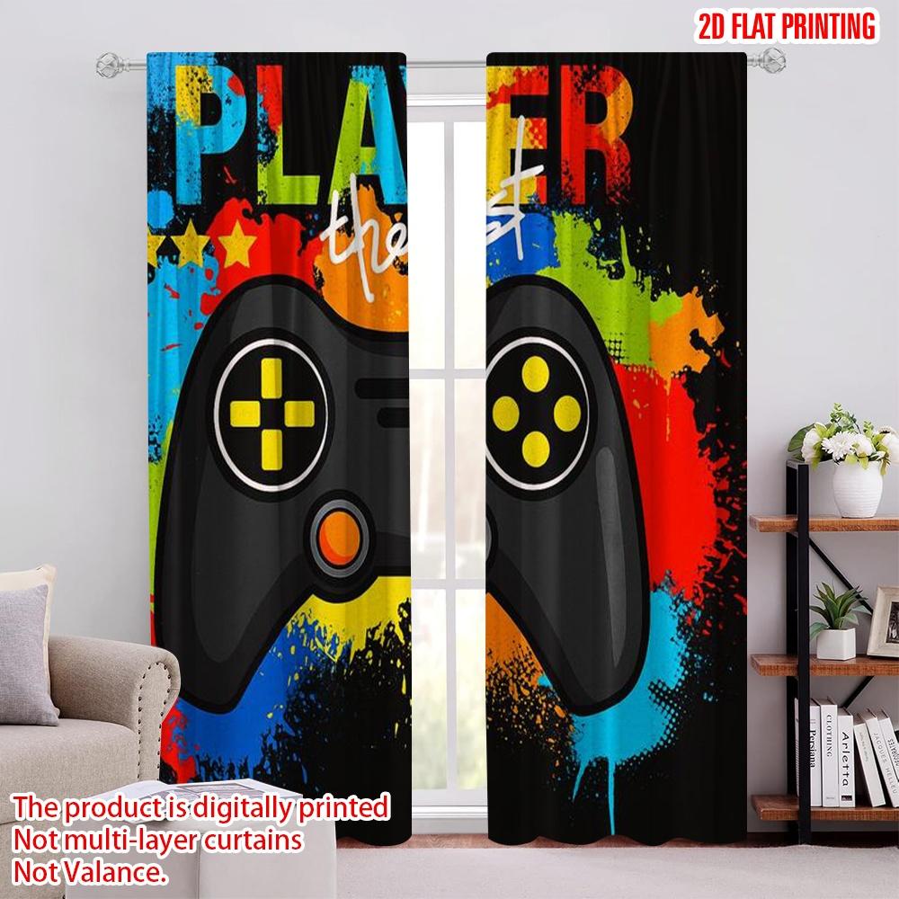 

2pcs,2D plane printing Window Curtain Gamers Palette 100% Polyester (without rod) Holiday Use for Bedroom, Living Room, Office 52.50 × 116.00 cm 2 pcs