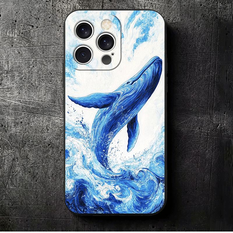 

Humpback Whale Sea Giant Soft Phone Case for iPhone 16 16E 17 Air 15 Pro Max 14 Plus 13 Mini 11 12 7 Black Cover Back Shell iPhone 17 Pro
