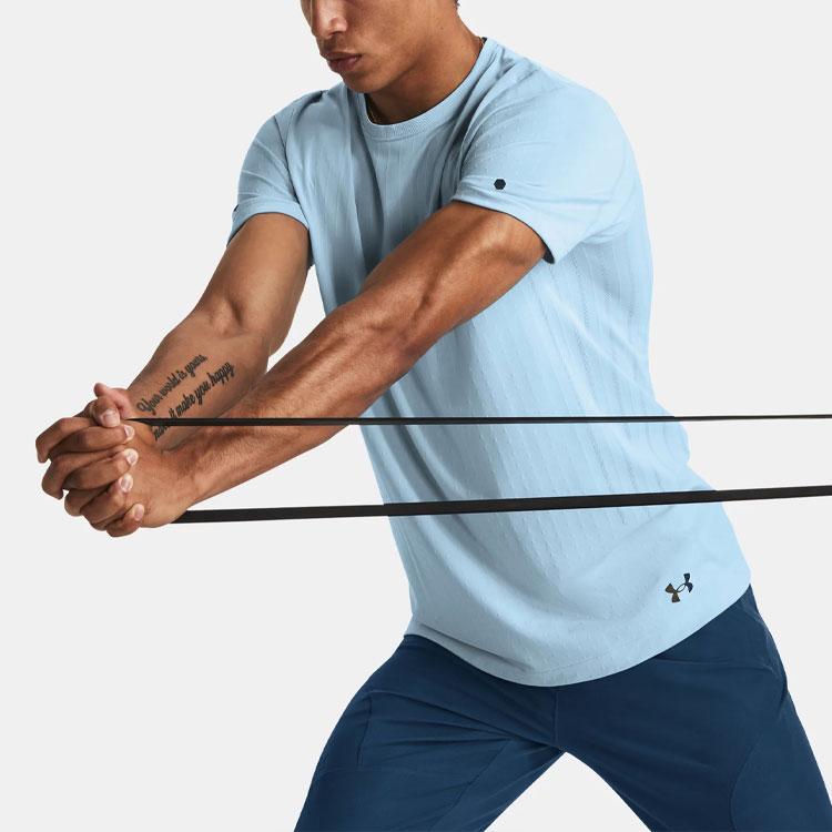Under Armour T Shirts Men's Blue Crew Neck Moderate Straight Fit 1373724-490